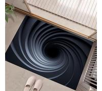 GDJSMIN Washable Mat For Entryway 50 X 80 cm, Dark Gray Minimalist Abstract Design Rug For Front Back Door,Short Pile,Dark Spiral Tunnel Machine Washable Kitchen Non Slip Bath Rug For Bathroom