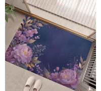 GDJSMIN Watercolor Flowers Door Mats Indoor Washable,Soft Thin Short Pile Peony Gold Leaf Elements Doormat Inside For Entryway Kitchen Entrance Floor Mat,Pink,50 X 80 cm