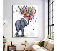 GDJSMIN Watercolor Style Canvas Wall Art, Cute Animal Elephant Poster Print for Bathroom Living Room Decor 80×120 cm Unframed