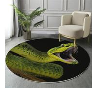 GDJSMIN Yellow-Green Rugs Living Room Round Large Rug,Non-Slip Carpet Rugs For Bedroom,3D Animal Illustration Washable Rug For Rooms (150Cm,Ferocious Rattlesnake)