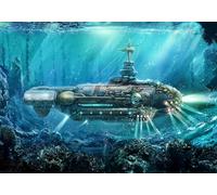 gdkldfg Blue Ocean Submarine Sci-Fi Cartoon Wallpaper,Non-Woven Poster,Wall Mural for Living Room Bedroom Feature Wall Decoration 350x250cm