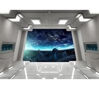 gdkldfg Blue Sci-Fi Cosmic Space Capsule Cartoon Wallpaper,Non-Woven Poster,Wall Mural for Living Room Bedroom Feature Wall Decoration 300x210cm