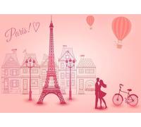 gdkldfg Romantic Paris Eiffel Tower Balloons Pink Wallpaper,Non-Woven Poster,Wall Mural for Living Room Bedroom Feature Wall Decoration 350x250cm