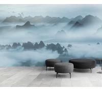 gdkldfg Wallpaper Poster 200cmx140cm Zen Inspired Mountain Peaks Clouds and Natural Scenery Wall Mural,Non-Woven Silk,Decorations Living Room Bedroom