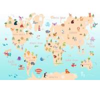 gdkldfg Wallpaper Poster 300cmx240cm Cartoon Animal World Map Wall Mural,Non-Woven Silk,Decorations Living Room Bedroom