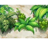 gdkldfg Wallpaper Poster 300x240cm Cartoon Tropical Green Plants Leaves Jungle Marble Nature Wall Mural,Non-Woven Silk,Decorations Living Room Bedroom