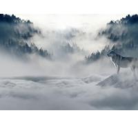 gdkldfg Wallpaper Poster 300x240cm Forest Mist Animals Birds Snow Mountain Natural Landscape Black White Wall Mural,Non-Woven Silk,Decorations Living Room Bedroom