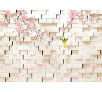 gdkldfg Wallpaper Poster 400cmx256cm Pink Flower Geometric Brick Wall Wall Mural,Non-Woven Silk,Decorations Living Room Bedroom