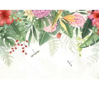 gdkldfg Wallpaper Poster 400cmx280cm Tropical Jungle Flower Green Wall Mural,Non-Woven Silk,Decorations Living Room Bedroom