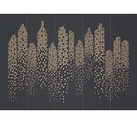 gdkldfg Wallpaper Poster 400x256cm Gold Geometric City Architecture Black Wall Mural,Non-Woven Silk,Decorations Living Room Bedroom