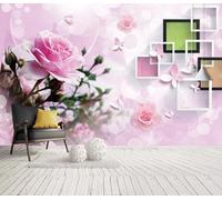 gdkldfg Wallpaper Poster 430cmx300cm Pink Flower Geometry Wall Mural,Non-Woven Silk,Decorations Living Room Bedroom