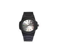 GDL Giovanni De Luca Elegant Watch for Women and Men with Polycarbonate Case 40.5 x 8.8 mm, Silver Dial with Rainbow Crystals, Black Strap and Japanese Quartz Movement - Waterproof 5 ATM and Durable