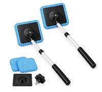GDLHY Dual Magnetic Car Windshield Cleaner for Auto Glass,Blue | Hard Water Stain Remover, Water Spot Remover, Double Sided, Microfiber And Rubber Squeegee, Rectangular Modern Style(2PCS)