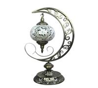 GDLight (6 Colors) Turkish Mosaic Moon Table Lights Moroccan Handmade Retro Desk Lights Bohemian Decorative Bedside Night Lamps for Bedroom Kids Room Restaurant Cafe Bar,D