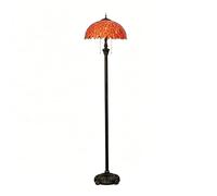 GDLight Tiffany Style Floor Lamp, 16-Inch Vintage Stained Glass Standing Lamp with Orange Leaf Pattern, Art Deco Reading Light for Living Room, Bedroom, Study, E27×2 (Bulb Not Included)