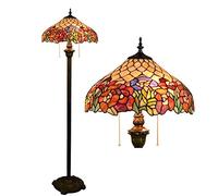 GDLight Tiffany-Style Roses Floor Lamp with 16" Shade Pastoral Romantic Stained Glass Floor Standing Lamp for Bedroom Living Room Reding, 63 Inch Tall