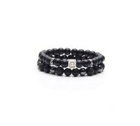 GDLKPYHS Black Obsidian Bracelet for Men - Black Tourmaline Beads Bracelet - Mens Bracelet Set 8mm Black Onyx Hematite Lava Stone Beads Triple Protection Bracelet Men Women Gift, One Size, Stone