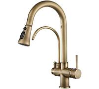 GDMDPTE 3-Way Kitchen Sink Filter Tap with Pull-Out Spray 360° Swivel Spout Flexible Faucet Sprayer Drinking Water Purifier Mixer Taps for Home Use