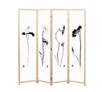 GDMDPTE Chinese Style Folding 4 Panel Wood Room Divider, Tall Privacy Screen For Living Room, Indoor/Outdoor Separator Stand - Free Standing Partition Board