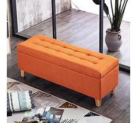 GDMDPTE Entryway Shoe Changing Stool with Storage,Linen Upholstered Sofa Storage Ottoman Bench Seat,Modern Footrest End of Bed Bench for Living Room Bedroom-Orange 80x40x45cm(31x16x18inch)