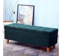 GDMDPTE Entryway Shoe Changing Stool with Storage,Linen Upholstered Sofa Storage Ottoman Bench Seat,Modern Footrest End of Bed Bench for Living Room Bedroom-Green 80x40x45cm(31x16x18inch)
