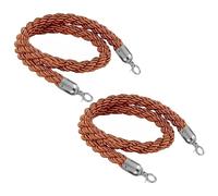 GDMDPTE Set of 2 Twisted Brown Hemp Ropes with Clips - 1.2m Queue Control Cords for Event Management Church School Bank Crowd Control Barrier