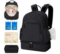 GDNasist Breast Pump Backpack Fit for Spectra S1 and S2 with Removable Cooler Compartment, Pumping Bag for Pump Accessories, Breast Pump Bag for Work, Travel and Family Use Black