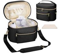 GDNasist Wearable Breast Pump Bag Compatible with Willow/Elvie/Medela/Momcozy, Portable Pumps Carrying Case for Nursing & Working Moms, Pumping Bag with Mat & Shoulder Strap, Black