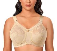 GDNIA Women Everyday Soft Unpadded Minimizer Plus Size Lace Bras, Full Coverage No Underwire Premium Underoutfit Bra for Sagging Breasts Nude