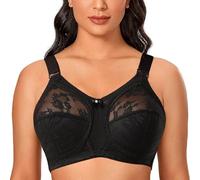 GDNIA Women Everyday Soft Unpadded Minimizer Plus Size Lace Bras, Full Coverage No Underwire Premium Underoutfit Bra for Sagging Breasts Black