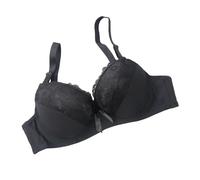GDNIA Women's Double Push Up Lace Bra Thick Heavy Padded Add 1 Cup Size Underwire Lift Up Deep Plunge Everyday Bras Black