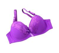 GDNIA Women's Double Push Up Lace Bra Thick Heavy Padded Add 1 Cup Size Underwire Lift Up Deep Plunge Everyday Bras Violet