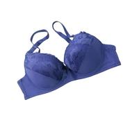 GDNIA Women's Double Push Up Lace Bra Thick Heavy Padded Add 1 Cup Size Underwire Lift Up Deep Plunge Everyday Bras Blue