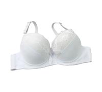 GDNIA Women's Double Push Up Lace Bra Thick Heavy Padded Add 1 Cup Size Underwire Lift Up Deep Plunge Everyday Bras White