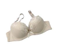 GDNIA Women's Double Push Up Lace Bra Thick Heavy Padded Add 1 Cup Size Underwire Lift Up Deep Plunge Everyday Bras Nude