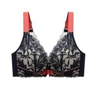 GDNIA Women's Front Closure Lightly Padded Push Up Lace Bras Wireless Beautiful Back Comfy Seamless Brassiere Black
