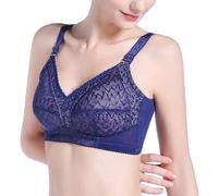 GDNIA Women's Minimizer Wire Free Beauty Premium Comfort & Support Full Coverage Bra Navy Blue