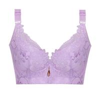 GDNIA Women's Sexy Full Coverage Lace Floral Bras Underwire Everyday Minimizer Soft Padded Lift Up Bra Lilac