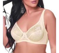 GDNIA Women's Sexy Soft Lace Full Coverage Floral Bras See Through Non-Padded Unlined Demi Underwire Plus Size Bra Skin