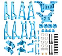 GDOOL Aluminum Suspension Arms & Steering Knuckle Kit & Shock Tower & Linkage Assembly Parts Compatibe with Hyper Go H16BM H16DR H16PL H16E MJX 16207 16208 16209 1/16 RC Upgrade Part(Blue)