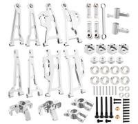 GDOOL Upgrade Aluminum Suspension Arms & Steering Knuckle Kit & Shock Tower & Steering Linkage Assembly Spare Parts Compatibe with Hyper Go H14BM 14209 14210 JC14EP HP474 HP141S 1/14 RC Cars (Silver)