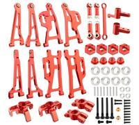 GDOOL Upgrade Aluminum Suspension Arms & Steering Knuckle Kit & Steering Linkage Assembly Spare Parts Compatibe with Hyper Go H14BM 14209 14210 JC14EP HP474 HP141S 1/14 RC Cars(Red)