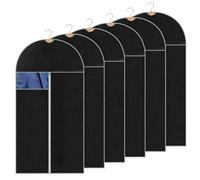 GDORUN 6Pcs Garment Cover Bags, Black Clothes Storage Bags, Moth Proof Garment Bags for Long Gowns Suits, Women Dresses, Men Coats (90cm *2 + 110cm*2 + 100cm*6)