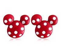 Gdpaddy Cute Enamel Red White Polka Dot Mouse Animal Stud Earrings Cute Cartoon Square Round Geometry Dangle Drop Earrings for Women, M, Metal, No Gemstone