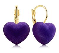 Gdpaddy Dainty Cute Acrylic Plush Love Heart Dangle Drop Gold Alloy Leverback Earrings for Women Mom Lover, L, Acrylic, No Gemstone
