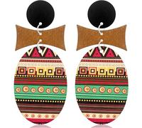 Gdpaddy Handmade Boho Large Teardrop Round Wooden Dangle Drop Earrings Lightweight Leaf Fan Geometric Stud Earrings for Women, XL, Wood, No Gemstone