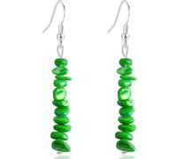 Gdpaddy Handmade Dainty Silver Long Colorful Stone Dangle Drop Earrings Chic Alloy Rainbow Bead Hook Earrings For Women, M, Metal, No Gemstone