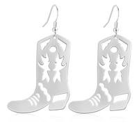 Gdpaddy Handmade Long Gold Sparkly Crystal Cowboy Boot Dangle Drop Earrings Asymmetry Glitter Hat Boots Star Hook Earrings For Women, L, Metal, Rhinestone