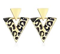 Gdpaddy Minimalist 70s 80s Vintage Leopard Print Triangular Geometry Stud Dangle Drop Earring for Women, M, Metal, No Gemstone