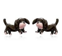 Gdpaddy Personalized Cute Dachshund Puppy Dangle Drop Earrings Enamel Dog Bone Stud Earrings for Women Lovers, M, Metal, No Gemstone